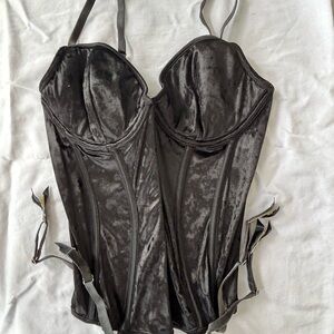 Victorias Secret Black Velvet Corset Lingerie